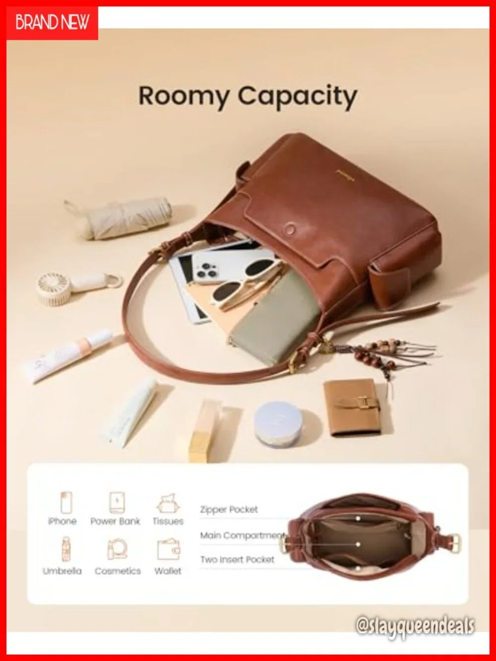 Soft Faux Leather Hobo Crossbody Purse Tassel Charm Everyday Bag